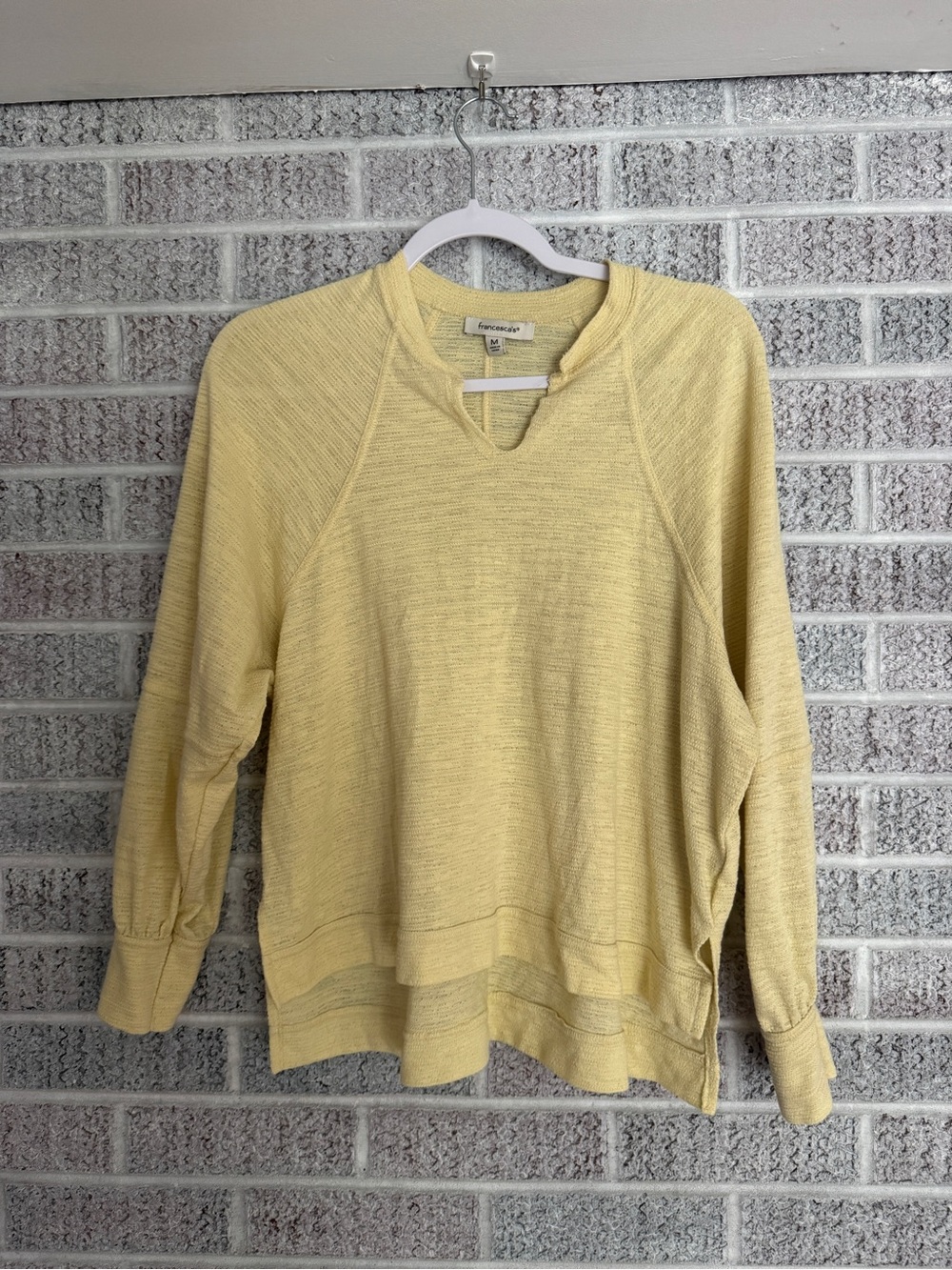 Francesca's Collections Pale Yellow Notch-Neck Pullover